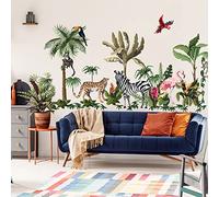 Stickers muraux enfants Géant - Decoration chambre bébé enfant - Adhésif garcon fille XXL - Autocollant mural JUNGLE animaux dans les tropiques - H135 x L120 cm