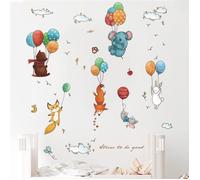 Stickers Muraux Enfants - Stickers Chambre Bebe Animaux Raton Laveur Renard Nuage Souris Éléphant Lapin1PCS（30*90CM）