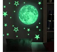 Stickers muraux étoiles luisantes et pleine lune pour un ciel étoilé, autocollants muraux étoiles magnifiques lumineux dans le noir qui illuminent le plafond de votre pièce, décoration murale 2 feuill