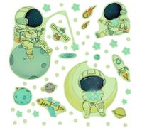 Stickers Muraux Étoiles Phosphorescentes, Autocollants Lumineux Enfants, Astronaute Fusée Planètes, 54 Pièces Vert Fluorescent pour Chambre Enfant Salle de Jeux