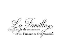 Stickers muraux français La Famille Citations Salon Décor La Famille C'est là où la Vie Commence Citation Sticker Mural Cuisine Grand - 57x139cm