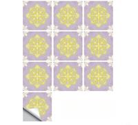 Stickers muraux géométriques floraux pour cuisine marocaine imperméable PVC | Autocollants muraux géométriques floraux marocains imperméables en PVC pour cuisine et salle de bain Bleu 15 x 15 cm