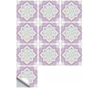 Stickers muraux géométriques floraux pour cuisine marocaine imperméable PVC | Autocollants muraux géométriques floraux marocains imperméables en PVC pour cuisine et salle de bain Bleu 15 x 15 cm