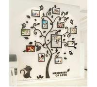 Stickers muraux - LARGEIGHT - Arbre 3D - Cadre photo - Décoration chambre - Couleur noire