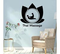Stickers Muraux Logo de Massage Thaïlandais Noir Sticker Mural Amovible pour Salon de Beauté, Ambiance Professionnelle 57x57cm