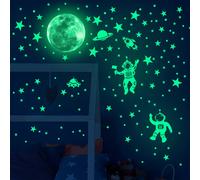 Stickers muraux lune et étoiles Shoous pour chambre d'enfant, décor de chambre à coucher, brille dans la terre foncée, autocollants muraux, autocollants noctilucent, décor à la maison vert