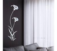 Stickers Muraux Miroir Autocollant Acrylique Mural 3D Diy Fleur Forme Acrylique Stickers Muraux Moderne Stickers DéCoration MosaïQue Miroir Fleur de lotus_Argent