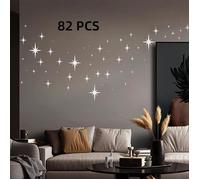 Stickers Muraux - Miroir - Étoile Argent - 82pcs - Acrylique - Décoration Murale
