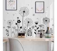 Stickers muraux motif pissenlit noir motif floral 105 x 62 cm, décoration d'intérieur moderne