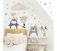 Stickers muraux petits animaux,ANNEFLY pingouin hippo lion décoration murale chambre enfant stickers DIY (Style 2 )