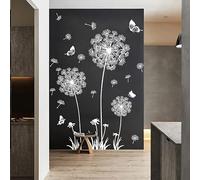 Stickers Muraux Pissenlit blanc Autocollant Mural Peler et Coller Décoration Murale Art pour Salon Bureau Salle de Bain