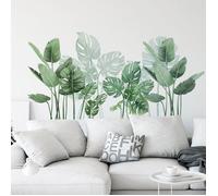 Stickers Muraux Plante Tropical, Décoration Sticker Muraux Jungle, Autocollant Feuilles Verts Amovibles Naturel Zen pour Salon