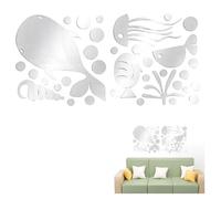 Stickers Muraux Poisson 3D Mural Décoratif Acrylique Argenté x35 - Effet Miroir pour Chambre Enfant, Salle de Bain ou Salon - Thème Océanique, Facile à Poser