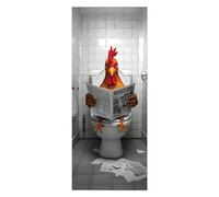 Stickers Muraux Porte Chambre Salle de bain 3d, autocollant mural pour chambre, décoration d'intérieur, imperméable vinyle Amovible, Animaux drôles lisant le journal dans les toilettes