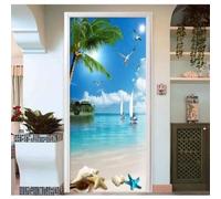 Stickers muraux - Porte Poster Vue sur la mer - PVC écologique - Auto-adhésif - 77x200 cm
