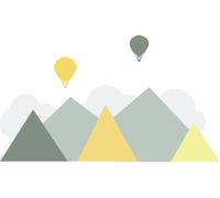 Stickers muraux pour chambre d'enfant – Décoration de chambre de bébé – Grand sticker mural pour chambre d'enfant, montagnes scandinaves, NUUK – 100 x 135 cm