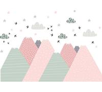Stickers muraux pour chambre d'enfant – Décoration de chambre de bébé – Grand sticker mural pour chambre d'enfant, montagnes scandinaves, BIKA – 100 x 150 cm