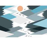 Stickers muraux pour chambre d'enfant – Décoration de chambre de bébé – Grand sticker mural pour chambre d'enfant, montagnes scandinaves, PARKA – 90 x 135 cm