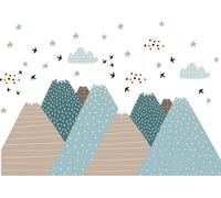 Stickers muraux pour chambre d'enfant – Décoration de chambre de bébé – Sticker mural géant de VIKA représentant des montagnes scandinaves – 120 x 180 cm