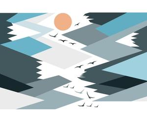Stickers muraux pour enfants – Grand sticker mural « Montagnes scandinaves » (Parka) + 100 étoiles phosphorescentes – 110 x 165 cm