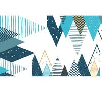 Stickers muraux pour enfants – Immense sticker mural représentant les montagnes scandinaves, le massif de Tipika + 100 étoiles phosphorescentes – 80 x 135 cm