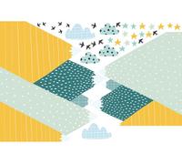 Stickers muraux pour enfants – Immense sticker mural représentant les montagnes scandinaves (massif de ZISKA) + 100 étoiles phosphorescentes – 110 x 165 cm
