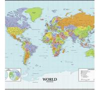 Stickers muraux - ROOMMATES - Carte du monde - Multicolore - Effaçable - Pour enfants