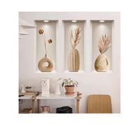- Stickers muraux salon 3D VASE avec FLEURS beige (120x68 cm) I Autocollant mural chambre adulte bohème OBJET DE DECORATION MURALE