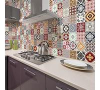 Stickers muraux - Sticker Mural Carrelage adhésif Cuisine Salle de Bain - 60 Stickers Carreaux DE Ciment ERNA - 60stickers15x15cm