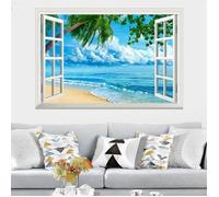 Stickers muraux stickers muraux 3D de paysages de plage pour salon chambre à coucher peinture décorative (bleu) Bleu
