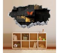 Stickers Muraux Stickers Muraux, Géométrie Du Papillon Tatouage muraux 3D brique, Mural pour décor d'art à la maison Décoration murale de plafond Décorations 48x84cm