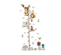 Stickers muraux,Tableau de croissance de la hauteur de bébé, autocollant mural Jungle animaux sauvages ramifiés Hauteur Tableau de la carte mural Stickers de la chambre à coucher pour enfants