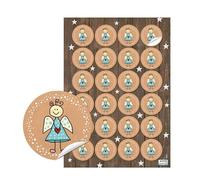 Stickers Noël anges, 24 pièces: autocollants ronds enfant scrapbooking, gommettes de cadeaux, étiquettes décoratives pour enveloppe, petit sticker autocollant fête, Ø 4 cm