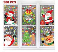 Stickers Noël Autocollant Fenêtre 308Pcs- Film de Vitre Statique Éléments de Noël Réutilisable Décoration pour Noël Nouvel An
