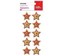 Stickers Noël en relief - Etoiles dorées et rouges à paillettes Multicolore G
