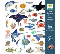 Djeco Pochette de 160 stickers métallisés – Thème Océan pour enfants