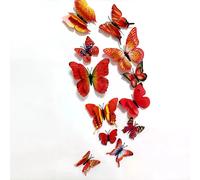 Stickers Papillons 3D - Rouge - Lot de 12