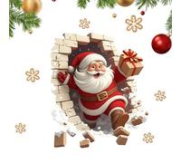 Stickers Père Noël Brisant Les Mur, Autocollants Muraux Père Noël, Pere Noel Brisant Un Mur De Briques Autocollant Décorations, Sticker Mural De Noel Pour Maison, Fêtes, Salon, Chambre