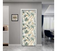 Stickers Porte 80X200Cm Feuilles De Palmier Autocollants De Décoration Pour Porte 2Pcs Chambre Sticker Porte,Porte Autocollant En Pvc Auto-Adhésifs,Décoration Murale, Polyvinyle
