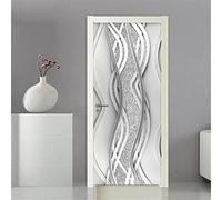 Stickers Porte 80X200Cm Porte En Argent Blanc Autocollants De Décoration Pour Porte 2Pcs Chambre Sticker Porte,Porte Autocollant En Pvc Auto-Adhésifs,Décoration Murale, Polyvinyle