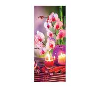 Stickers Porte 95X215 cm Trompe l'oeil Effect 3D Fleur Bougie Autocollant Poster Porte Adhésif Amovible Imperméable Stickers Muraux Pour Salon Chambre Décoration de la Maison -MT2282