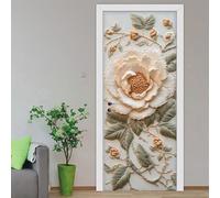 Stickers Porte Beige Rétro Vert Habillage Porte Interieure 2x44x200
