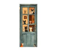 Stickers Porte Chat Chien Orange Autocollants de Décoration pour Porte Placard Poster Papier Peint PVC Auto Adhésif Habillage Decoration Porte Interieure Chambre Imperméable 77x200cm