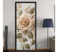 Stickers Porte Fleurs Vert Olivier Habillage Porte Interieure 2x44x200