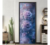 Stickers Porte Impression Rose Élégante Stickers Porte Placard Pvc Papier Peint Auto Adhésif Autocollant Porte Imperméable Facile à enlever 2x44x200cm