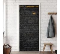 Stickers Porte Mur de Briques Poster Porte Trompe L'oeil, Effect 3D Mur de Briques Noires Autocollant, Auto-Adhésif Papier Peint Mural Chambre Salon Mur Décoration Art Sticker Muraux 77x200 cm m9651