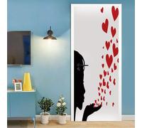 Stickers Porte Trompe Loeil Fille D'Amour Rouge 100 X 215 Cm Sticker Porte Affiche Autocollante Effet 3D,Poster Trompe L'Œil Pour Porte Autocollants Enfants Adulte Chambre Salon - Photo De -5U1P+X1Q2