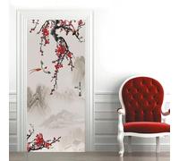 Stickers Porte Trompe L'oeil Fleurs Poster Pour Porte Montagne Papier Peint Autocollant Porte Chambre Décoration Auto Adhésif Imperméable Sticker Porte 80x200 cm A4098