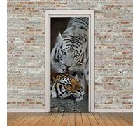Stickers Porte Trompe Loeil Tigre Animal 80 X 200 Cm Sticker Porte Affiche Autocollante Effet 3D,Poster Trompe L'Œil Pour Porte Autocollants Enfants Adulte Chambre Salon - Photo De La Porte
