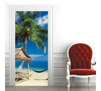 Stickers Porte Vue Sur Océan Poster Porte Trompe L'oeil, Effect 3D Plage Océan Autocollant, Auto-Adhésif Papier Peint Mural Chambre Salon Mur Décoration Art Sticker Muraux 95x215 cm m10923